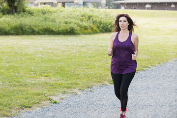 Beautiful woman in her 40s jogging