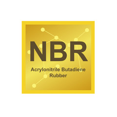 Vector symbol of Acrylonitrile butadiene rubber (NBR) polymer on the background from connected macromolecules