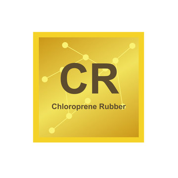 Vector symbol of Chloroprene Rubber (CR) polymer on the background from connected macromolecules