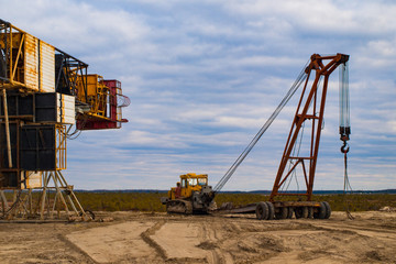 crane tractor on the construction site