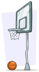 Fototapeta premium Cartoon street basketball hoop and orange ball