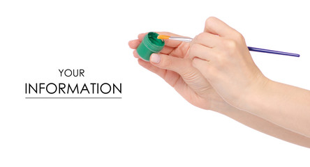 Brush for drawing in a hand painting pattern on a white background isolation