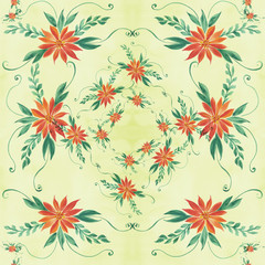 Fototapeta na wymiar Flowers on the background of watercolors - a decorative composition. Use printed materials, signs, items, websites, maps, posters, postcards, packaging. Seamless background.