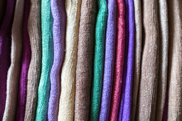 Colorful fabrics made of pure natural silk