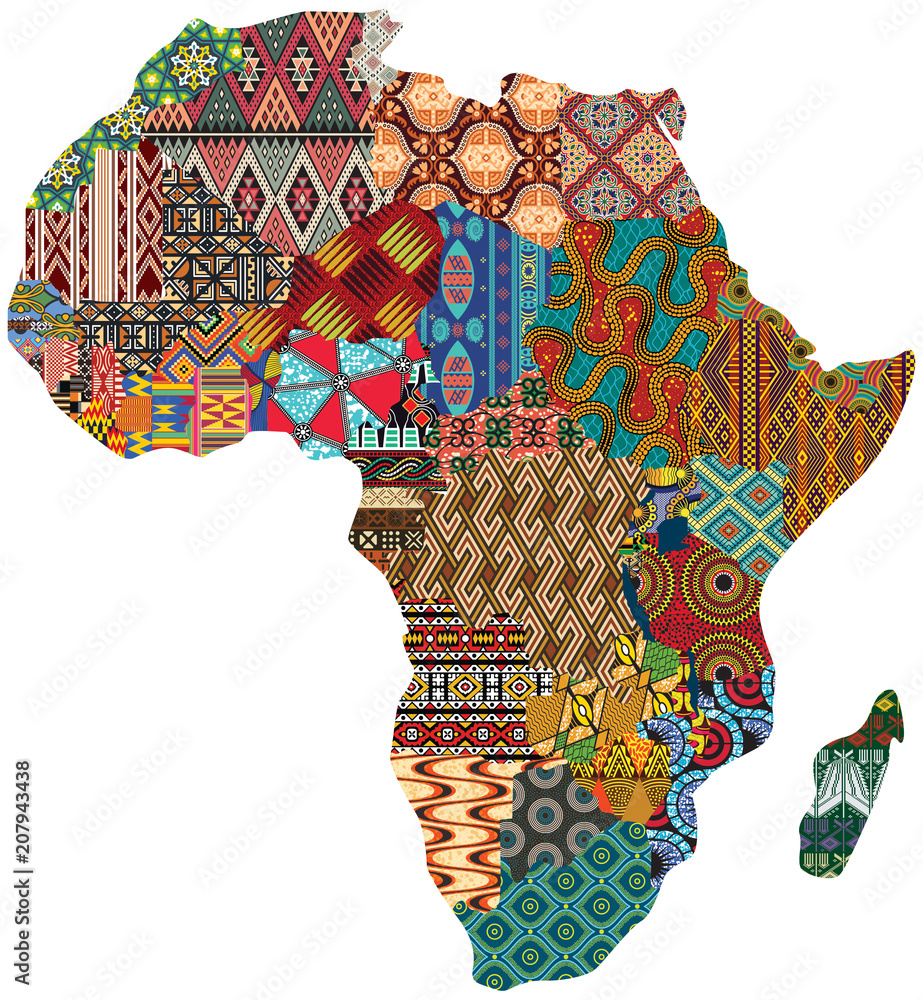 Wall mural abstract africa patchwork traditional fabric pattern vector map