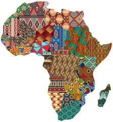 Foto op Canvas Abstract Africa patchwork traditional fabric pattern vector map  © PrintingSociety