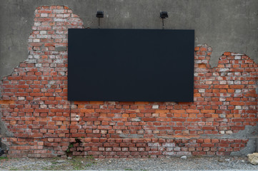 Large blank billboard on a street wall, banners with room to add your own text