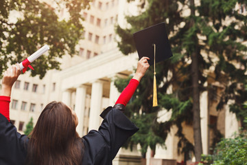 Happy woman on her graduation day at university