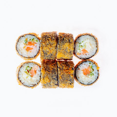 Sushi rolls on a white background. Isolated.