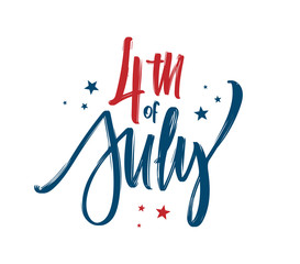 Vector illustration: Hand lettering composition of Happy Independence Day. 4th of July typographic design
