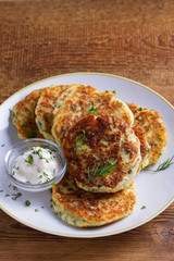 Herb and Cheese Mashed Potato Cakes. Potato Pancakes. Vegetable fritters