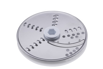 round blade from juicer on white background, top view. kitchen appliances
