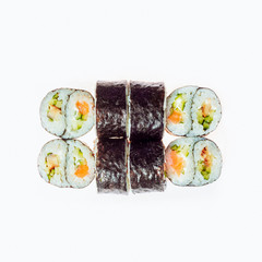 Sushi rolls on a white background. Isolated.