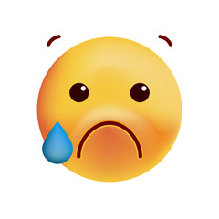 Cute Emoticon Crying on White Background . Isolated Vector Illustration 