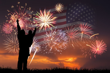 Fototapeta na wymiar Fireworks on independence day