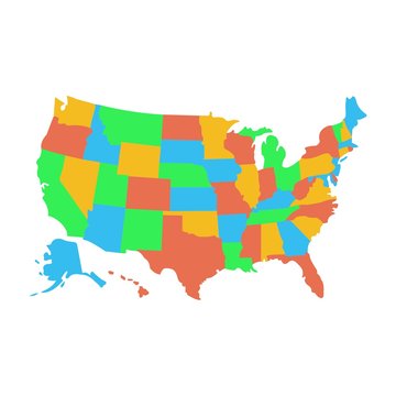 State map of US America. Vector Simple Black Maps. Eps 08.
