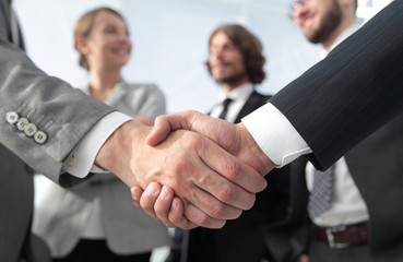 welcome and handshake business people