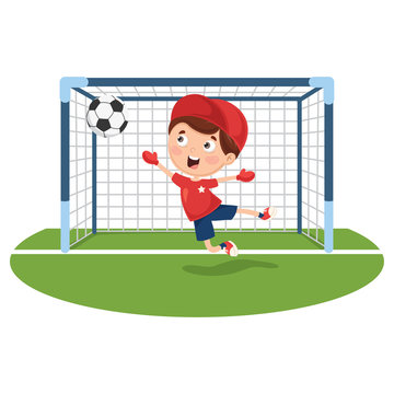Vector Illustration Of Playing Football