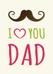 Happy Father's Day - funny poster with mustache. Vector.