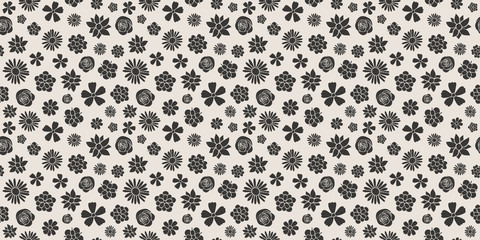 Springtime - floral pattern. Seamless texture with hand drawn flowers. Vector.