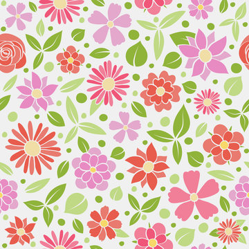 Texture with hand drawn flowers. Mother's Day, Woman's Day and Valentine's Day. Vector.