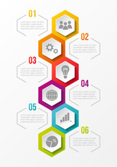 Colourful infographic template with financial icons. Vector.