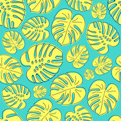 Fototapeta premium Seamless pattern with tropical leaves. Vector.