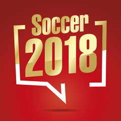 Soccer 2018 year in brackets gold white red sticker icon