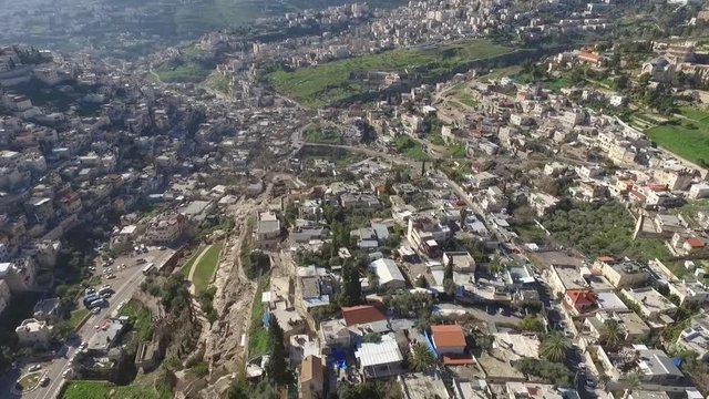 Aerial Fly Jerusalem Alleys Villages And Old City To Temple Mount Western Wall