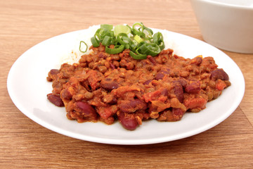 Indian legume hash with rice on a table