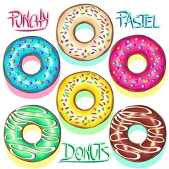 Wall murals Draw Donuts Punchy Pastel Set of Flavours  