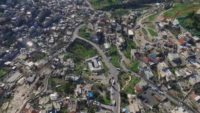 Aerial Fly Jerusalem Alleys Villages And Old City To Temple Mount Western Wall