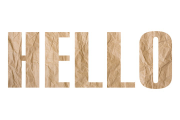 HELLO word with wrinkled paper texture