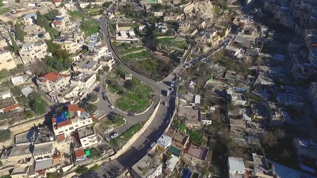 Aerial Fly Jerusalem Alleys Villages And Old City To Temple Mount Western Wall