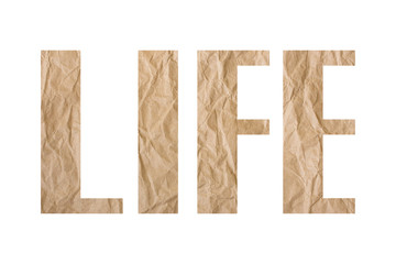 LIFE word with wrinkled paper texture