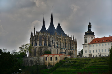 Fototapeta na wymiar Kutna hora cathedral view. Czech architecture. 