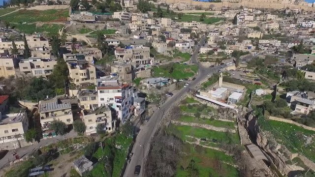 Aerial Fly Jerusalem Alleys Villages And Old City To Temple Mount Western Wall