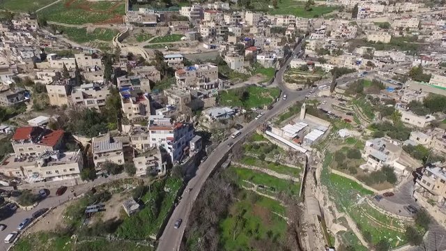 Aerial Fly Jerusalem Alleys Villages And Old City To Temple Mount Western Wall