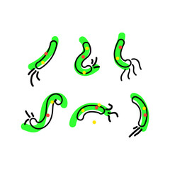 Bacteria and germs colorful set