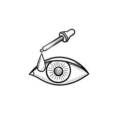 Pipette and eye hand drawn outline doodle icon
