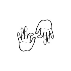 Deaf language hand drawn outline doodle icon