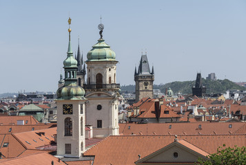 Obraz premium view of the roofs of houses in the historic center of Prague, Czech Republic