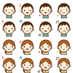 Isolated set of young married couple man & woman avatar expressions