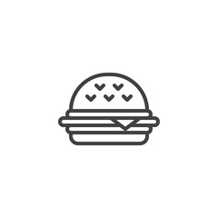 Cheeseburger or Hamburger outline icon. linear style sign for mobile concept and web design. Burger simple line vector icon. Symbol, logo illustration. Pixel perfect vector graphics