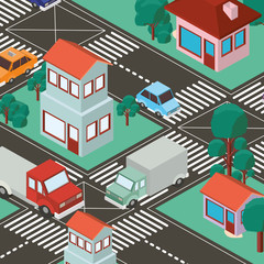 city scape isometric scene vector illustration design