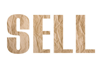 SELL word with wrinkled paper texture