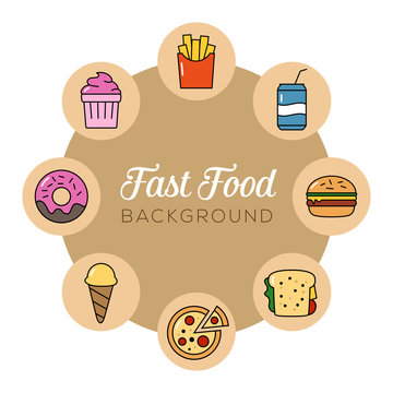 Fast Food Background with Icons