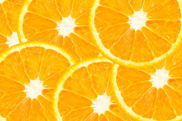 top view of orange slice fruit on color background .