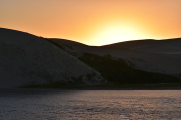 The biggest sand dunes at sunset from South Africa near the Sundays River in Colchester near Addo Elephant Park