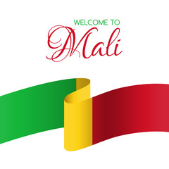 Welcome to Mali. Vector card with national flag of Mali